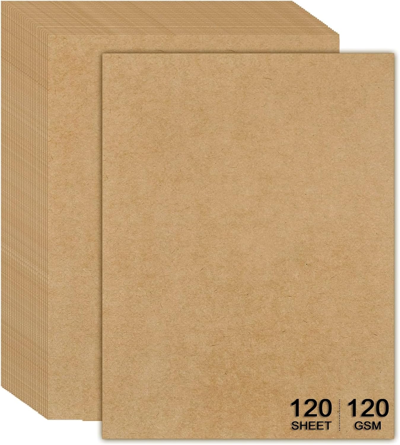 120 GSM Kraft Paper Sheets – 120 Pack, 8.5 x 11 Inches – Brown Paper for Crafting, Printing, DIY Projects, Wrapping, Scrapbooking, Card Making, Packaging, School & Office Use