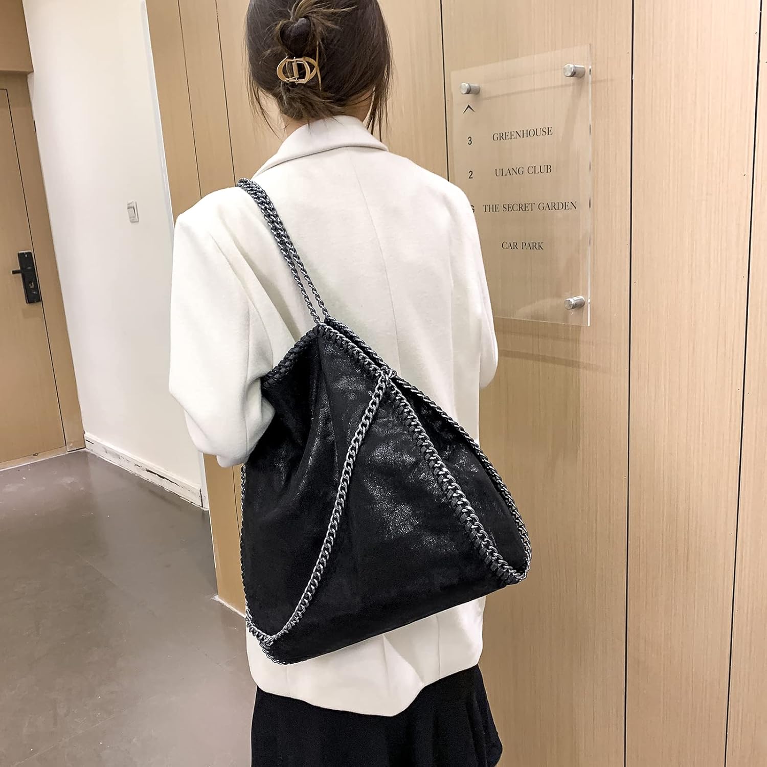 JOTHIN Large Tote Bag for Women Crossbody Bags Chain Womens Purse Designer Handbags Shoulder Bag(Black) - Image 9