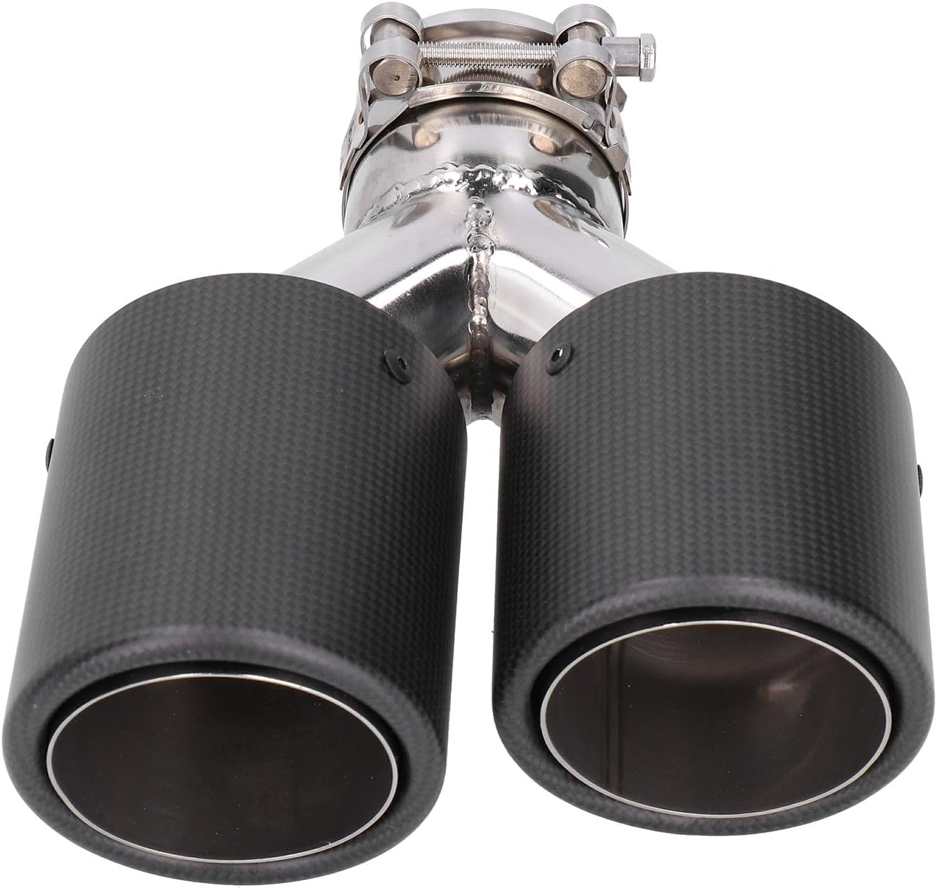 Carbon Fiber Car Tail Throat Adjustable Clamp Exhaust Tail Pipes Light Weight High Strength 9.1In Length Fit For Car Exhaust 2.32.4In With Clamp