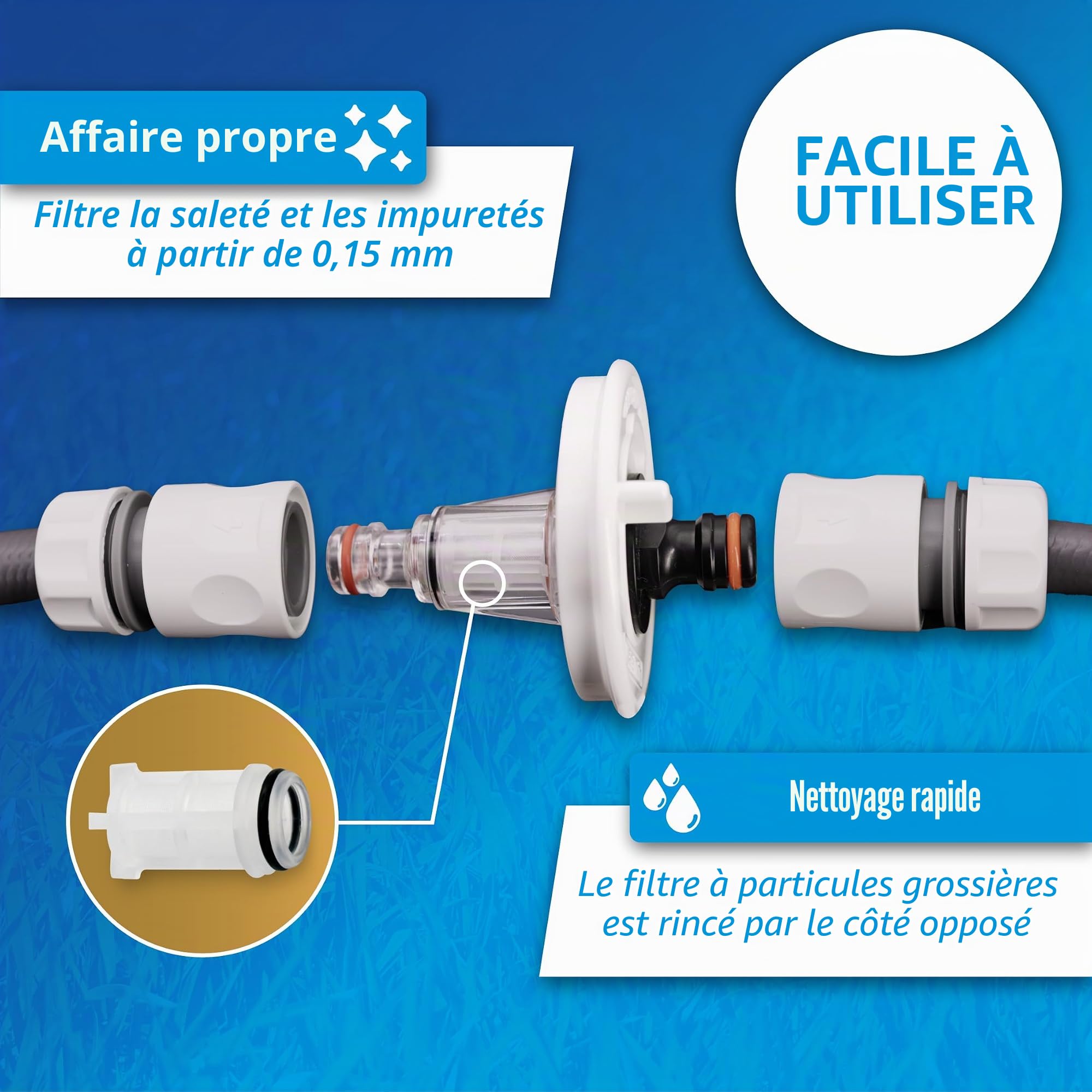 Adaptateur de bouchon de réservoir d’eau avec connexion pour système Gardena | Camping-car, caravane, bateau | Fonction de débordement et double embrayage intégré (adaptateur 3 broches D:78mm)