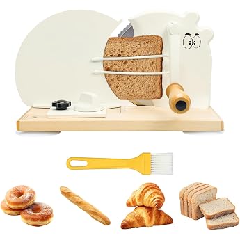 Improved Bread Slicer Manual with Serrated Stainless Steel Blades Adjustable cutting thickness from 0-0.75 inches and metal guide rails suitable for private kitchens commercial bakeries