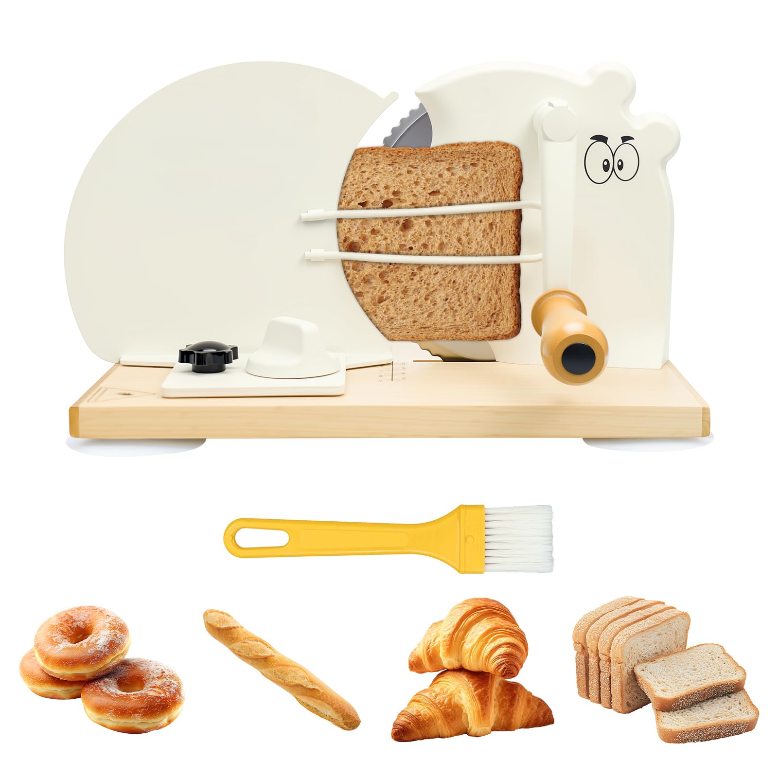 Verbesserter Brotschneidemaschine Manuell mit Gezahnten Edelstahlklingen, Einstellbarer Schnittstärke von 0-0,75 Zoll und Metallführungsschienen, Geeignet für Private Küchen Gewerbliche Bäckereien