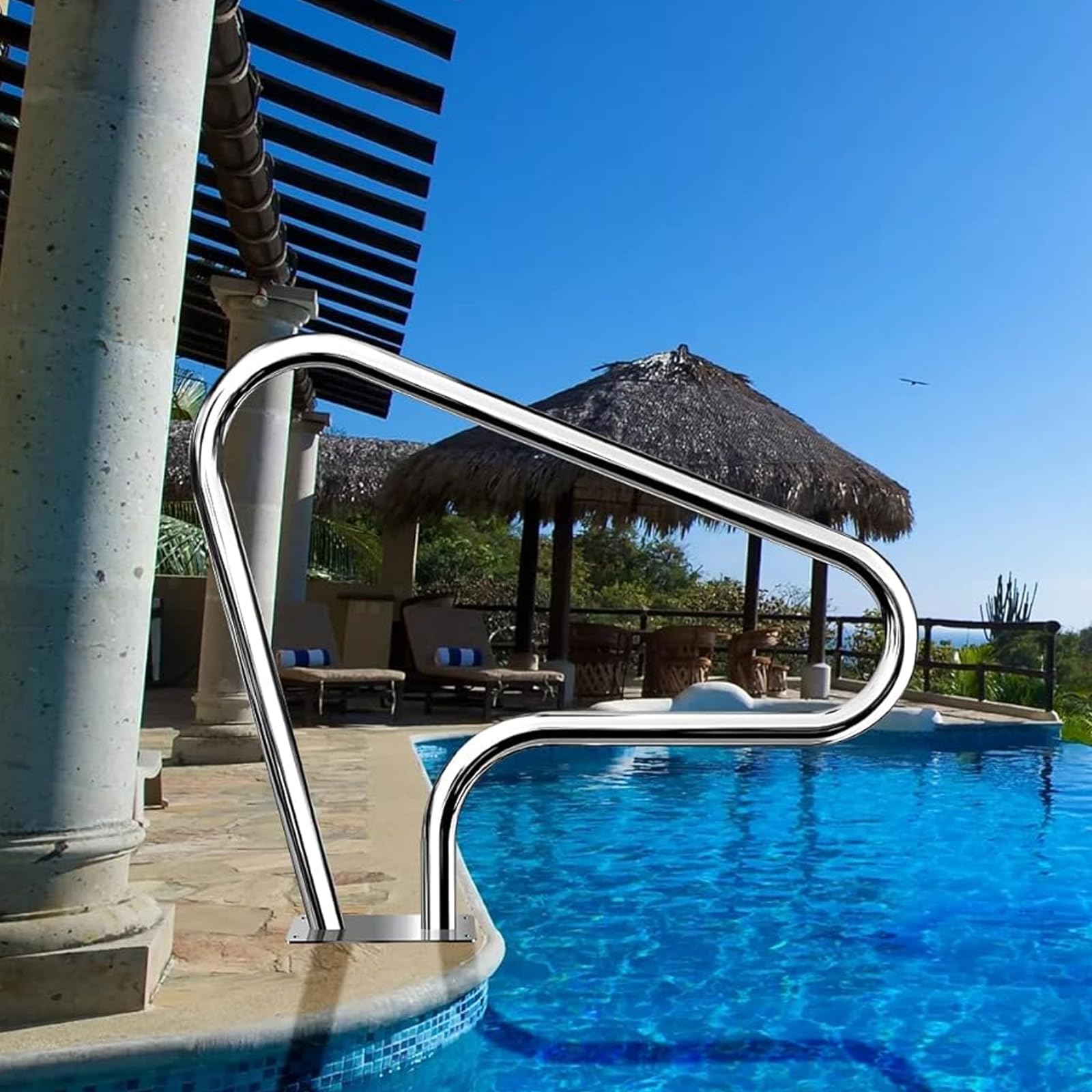 Pool Handrail,Handrails Hand Rail for Underground Swimming Pool Safety Hand Rail Swimming Pool Handrails for Swimming Pool, Sloped Entry, Spa, Water Park