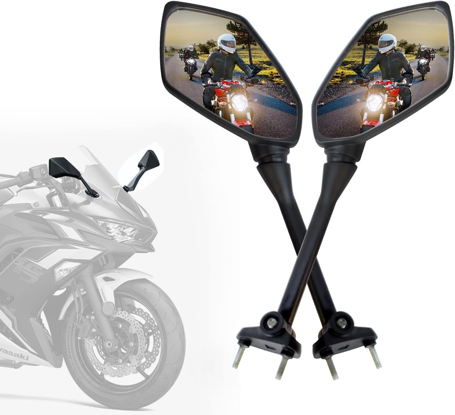 Minho Adjustable Motorcycle Black Rear View Mirror Fit for