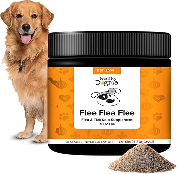 Healthy Dogma - Flee Flea Flee Natural Yeast & Garlic Powder Formula to Keep Fleas and Ticks Away from Dogs - All Natural with No Harmful Chemicals 6 Oz