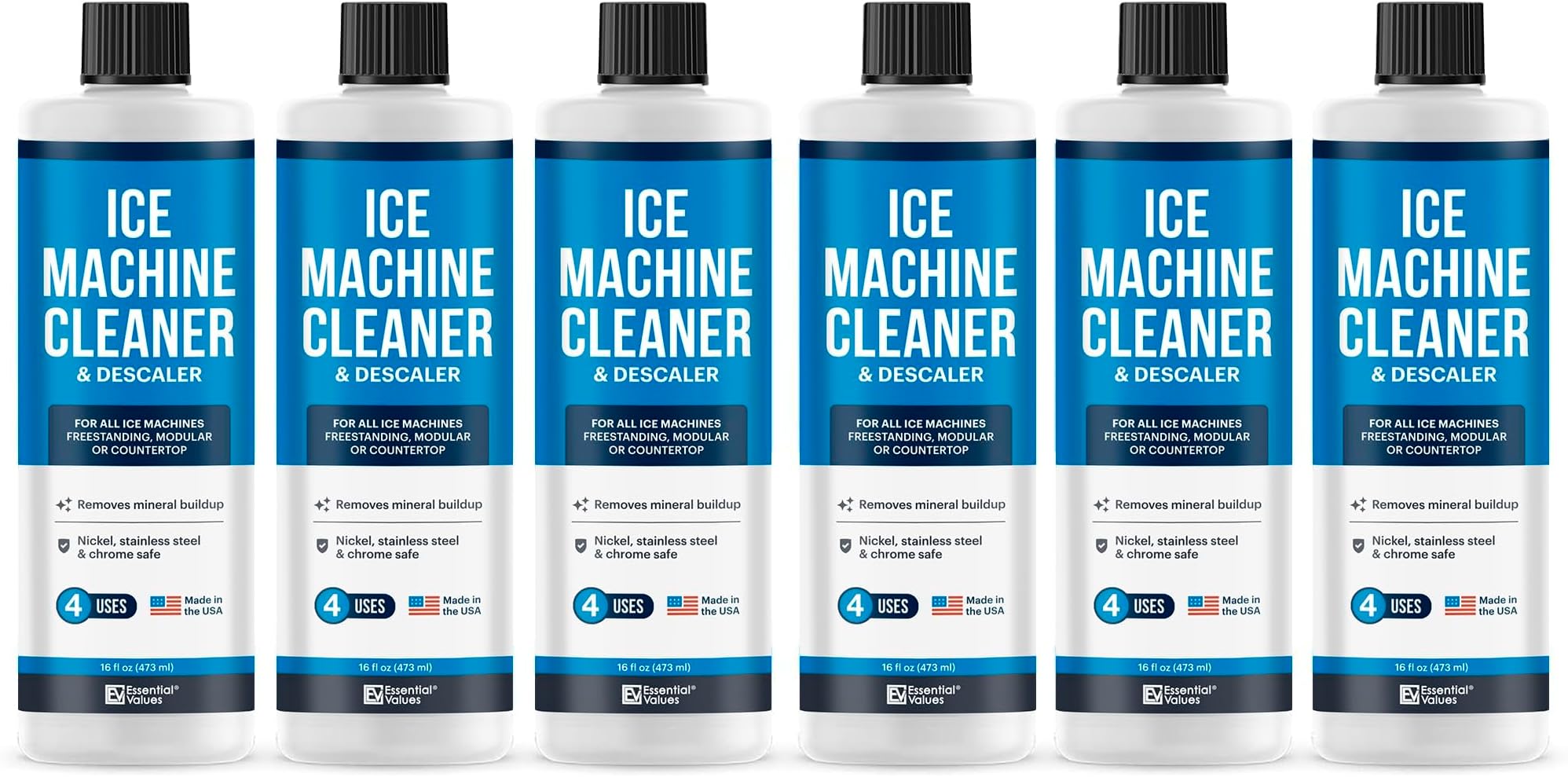 Ice Machine Cleaner (6 Pack/Case), Nickel Safe Descaler Scale Remover, Universal Application for Whirlpool 4396808, Manitowac, Ice-O-Matic, Scotsman, Follett Ice Makers