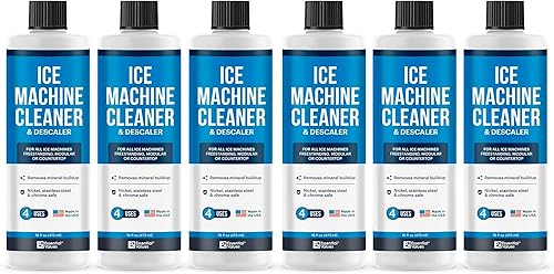 Essential Values Limpiador y descalcificador para máquina de hielo de 16 onzas líquidas, limpiador de máquina de hielo seguro de níquel, compatible