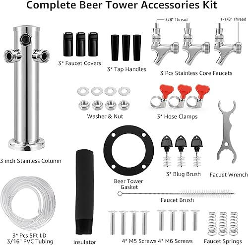 Miniatura 10 de MRbrew Torre de cerveza de barril de un solo grifo, instalación de encimera y Kegerator, grifo de cerveza de núcleo inoxidable de acero inoxidable 3
