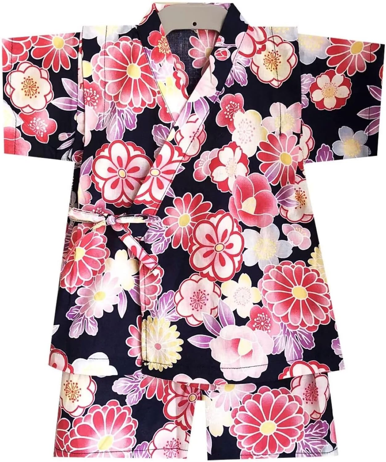 Kids Jinbei Japanese Kimono Girls Short Sleeve lightweight Summer Yukata Top Shorts Set Blossom Cute Kimono Clothes