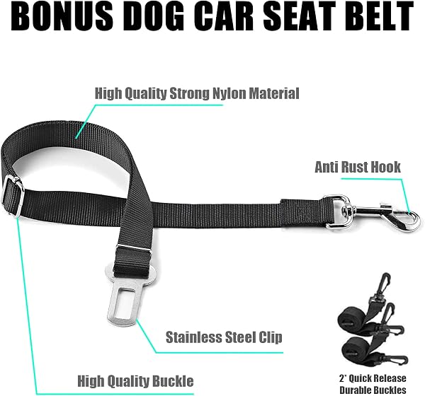 VSPETCC Dog Car Seat Cover,100% Waterproof with Mesh Window And Storage Pocket,Durable Scratchproof Nonslip Dog Hammock with Universal Size Fits for Cars/Trucks/SUV - 4