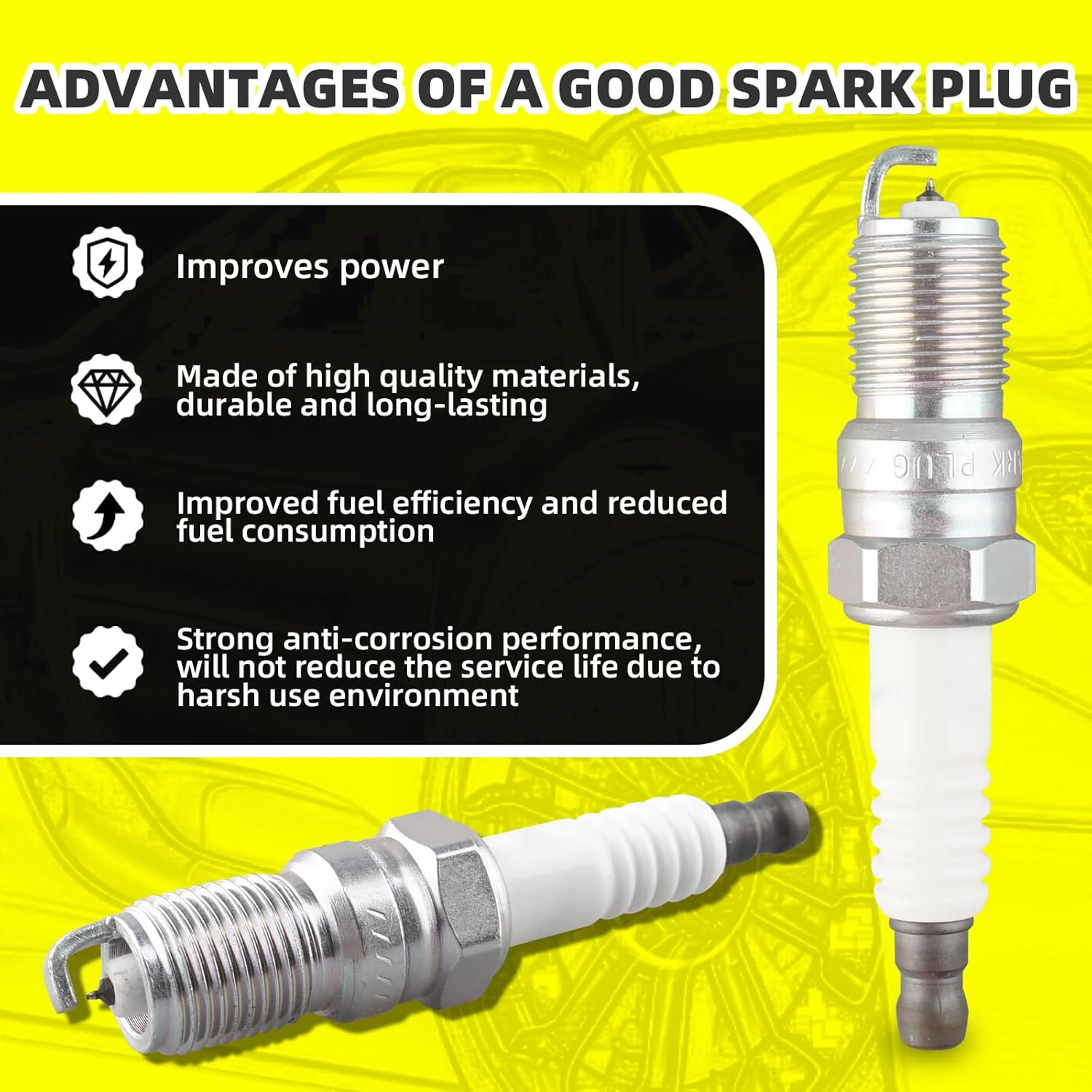 Set of 4 PCS Iridium Spark Plugs with Wire Set 671-4125 55601 57041 RC-VWC035 06A905409L Compatible with Volkswagen Jetta Golf Beetle L4 2.0L