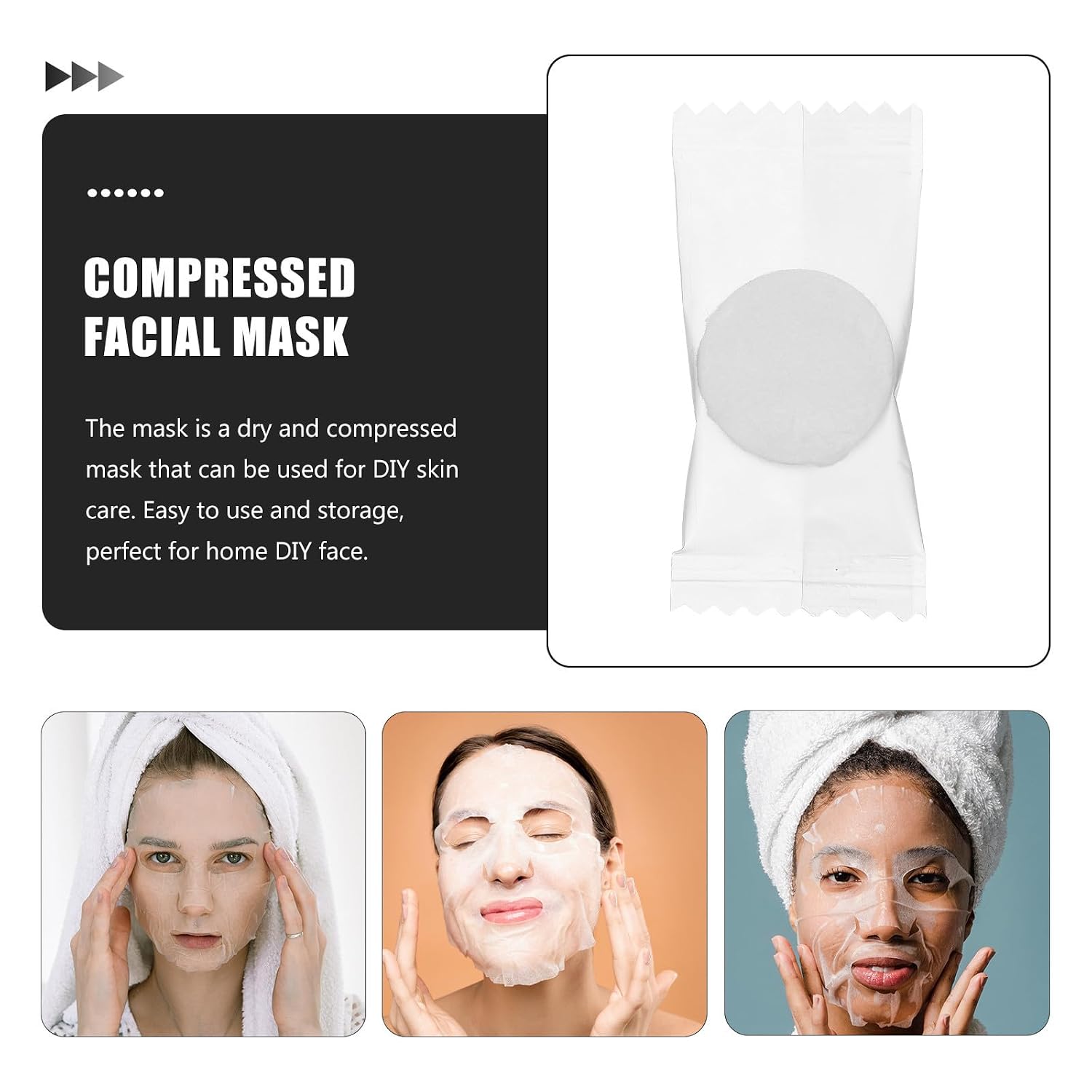 WOONEKY 100pcs Compressed Facial Mask Sheets for DIY Beauty Face Care, Cotton Material with Strong Cleaning Power and No Back Absorption, for Home DIY Face Skin Care