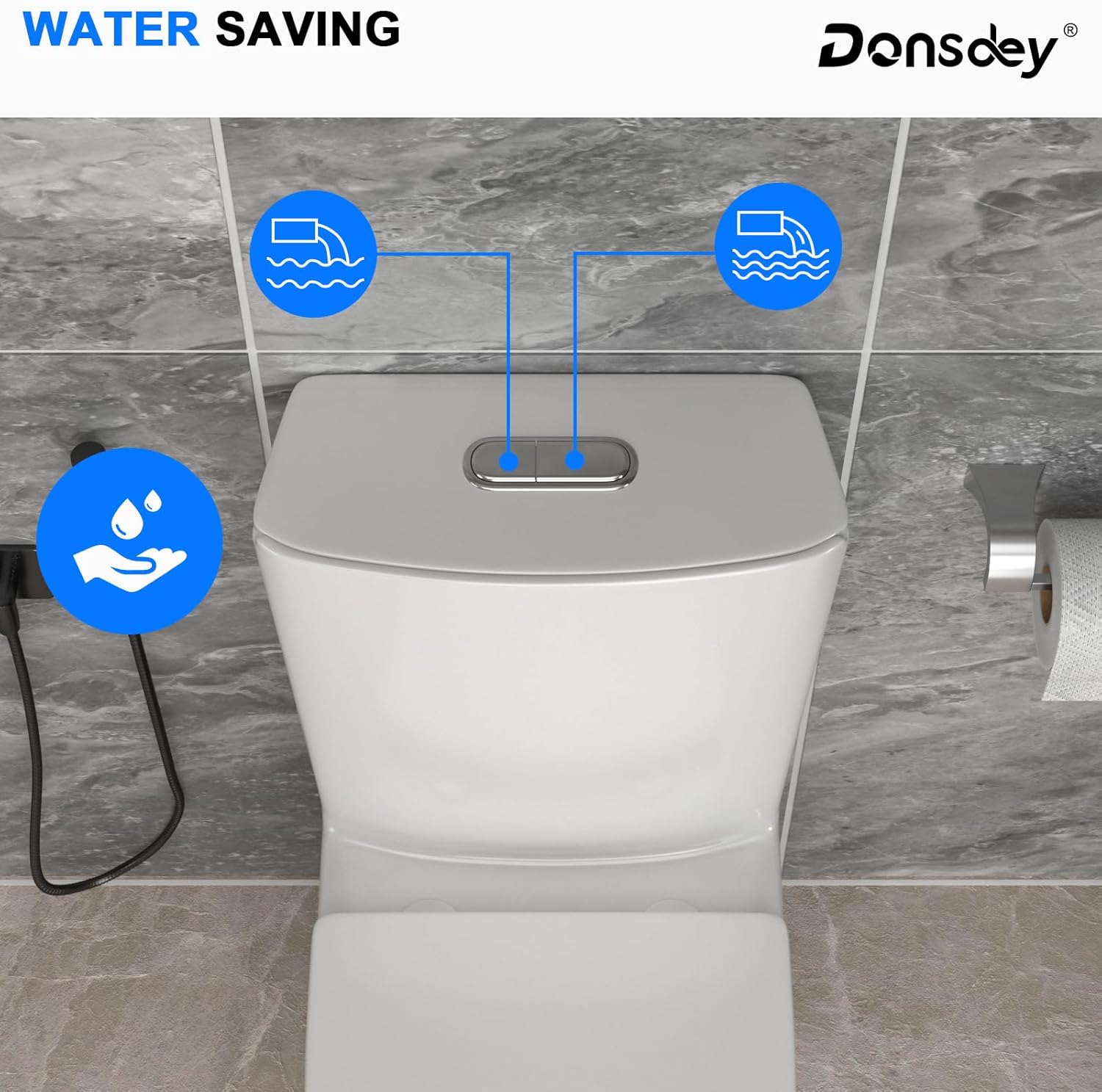 12'' Rough-in Compact One Piece Toilet - White Ceramic Toilets with 15.3" Soft Close Chair Seat 1.1/1.6 GPF for Water Saving Dual Flush Small Bathroom Compact Toilet 14.5''x27''x30.6''