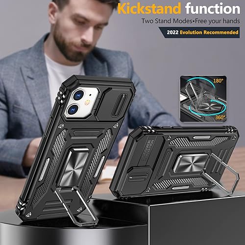Miniatura 4 de MDM-KJZH-10-01 - Funda para iPhone 11 con soporte, a prueba de golpes de grado militar, protección dura de grado militar, protección de cámara,