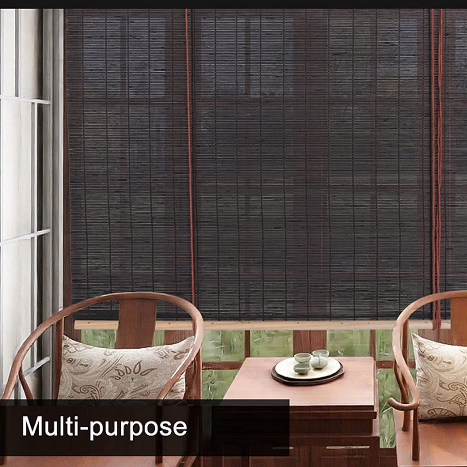 Store Enrouleur en Bambou Naturel,Store Fenêtre Occultant en Bambou Style Rustique,60% Protection Solaire Intimité Écran,Décoration de Maison,pour Intérieur Extérieur (W120xH180cm(47x71in))