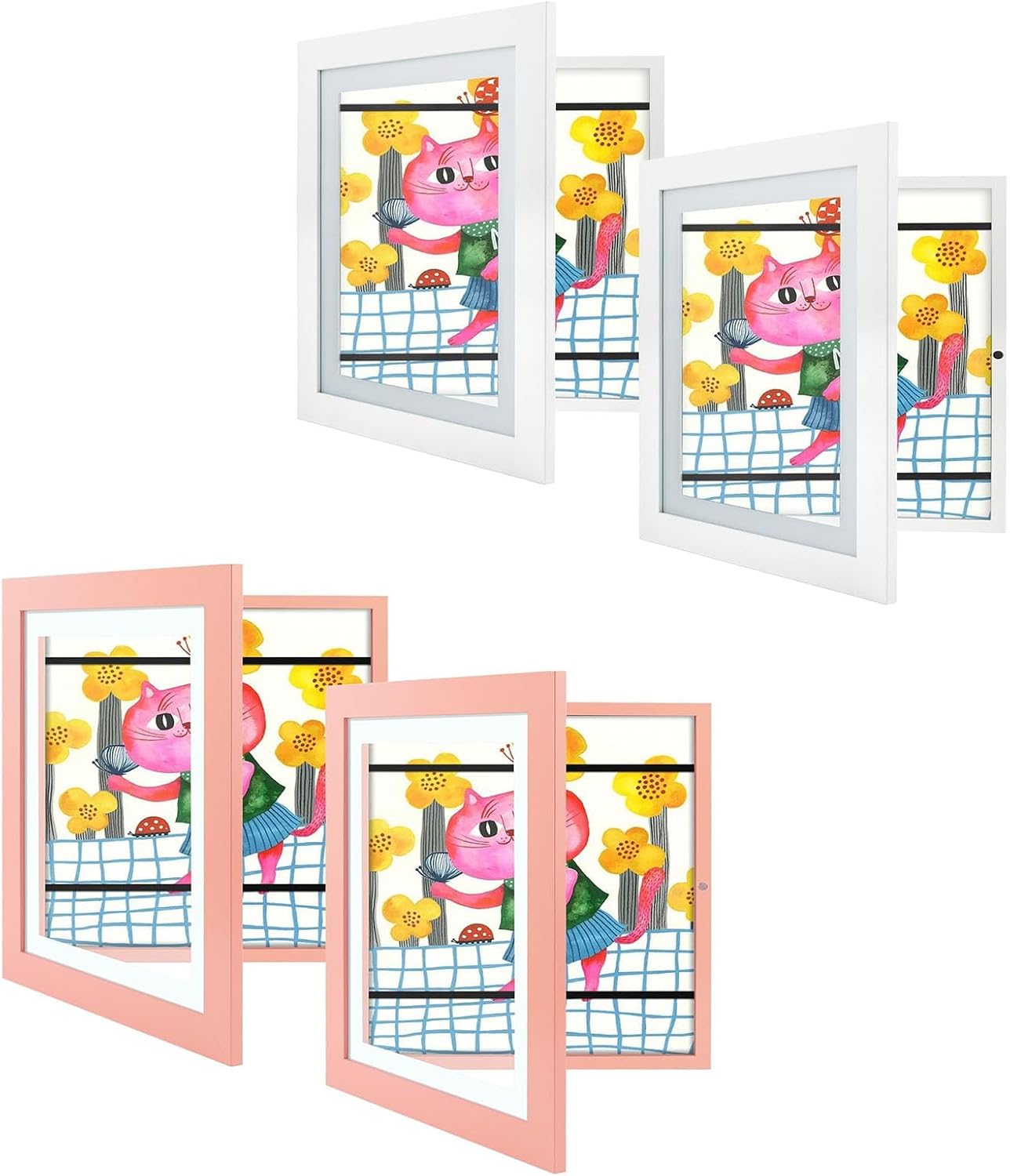 Golden State Art, Kids Art Frame For Storage And Display Children Projects, Artwork, Paintings Easily(4 Pack, White&Pink)