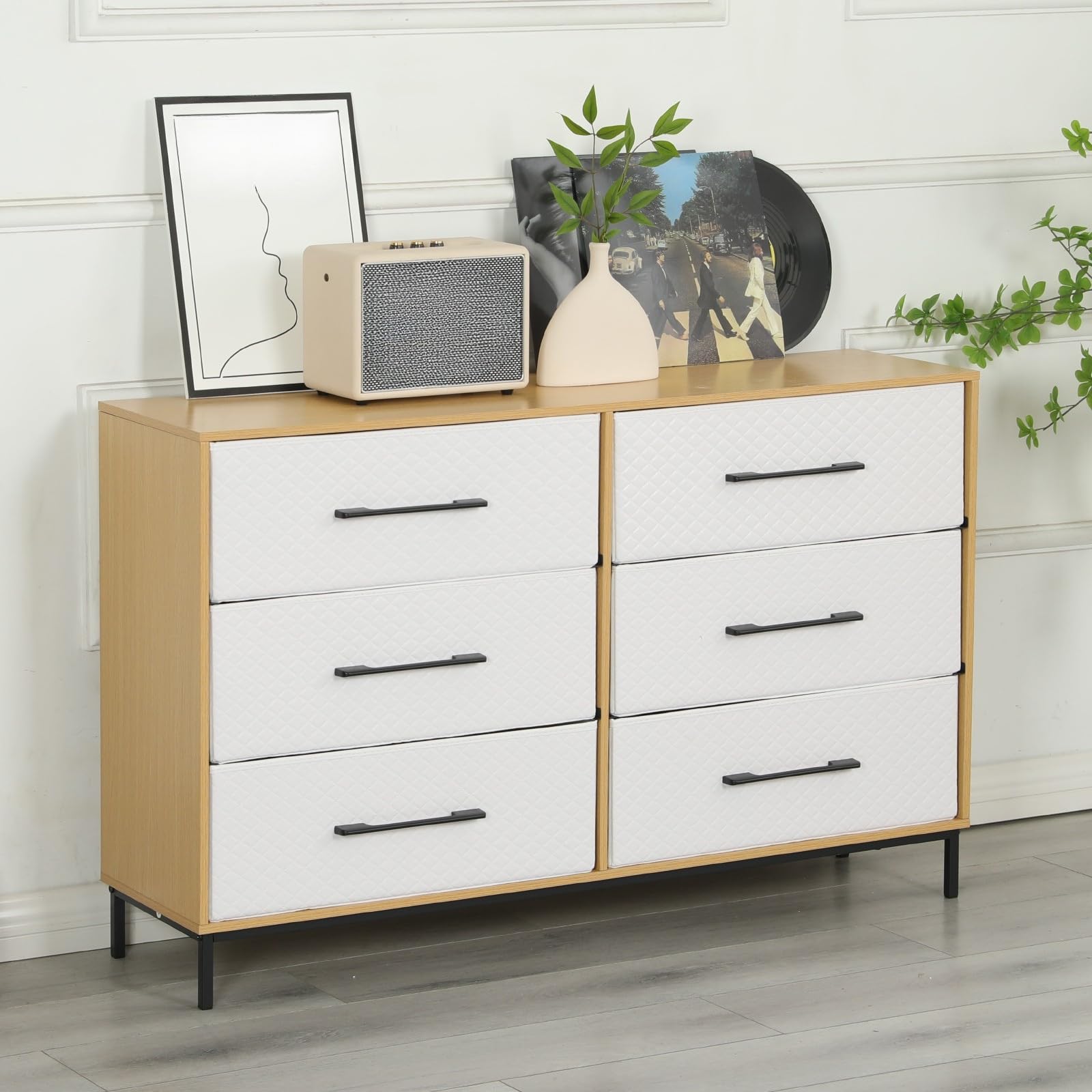 Amazon Brand - Umi 6 Drawer Chest of Drawers for Bedroom & Living Room, Engineered Wood Storage Cabinet with Metal Legs, Multipurpose Table Storage Organizer Unit for Clothes, Accessories 118x30x74cm-image-23