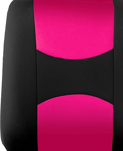 Miniatura 3 de Fundas de asientos para auto de tela lisa y almohadillas para cinturón y volante, diseño universal FH-FB050102 y FH2033, Rosado