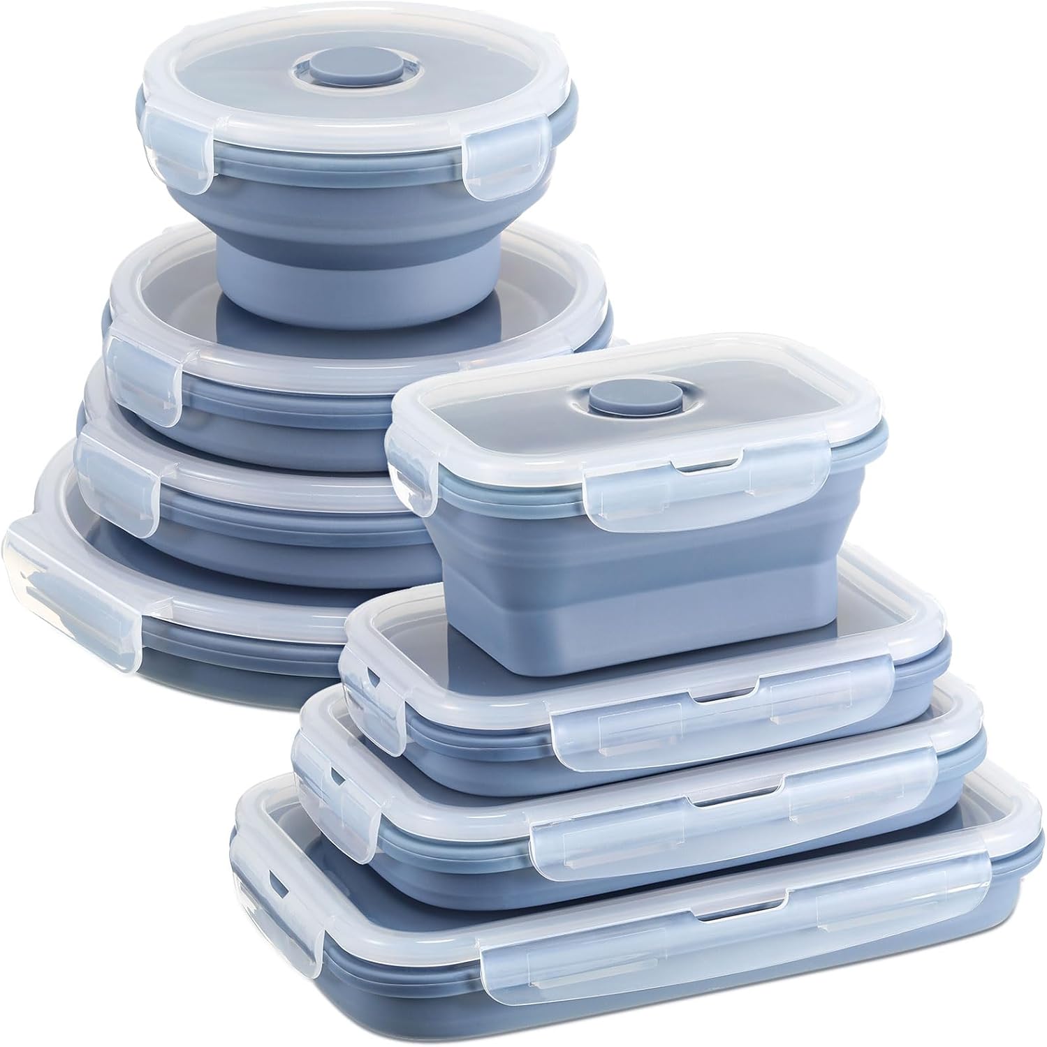 Amazon.com: Nuanchu 8 Pcs Collapsible Food Storage Containers Silicone ...