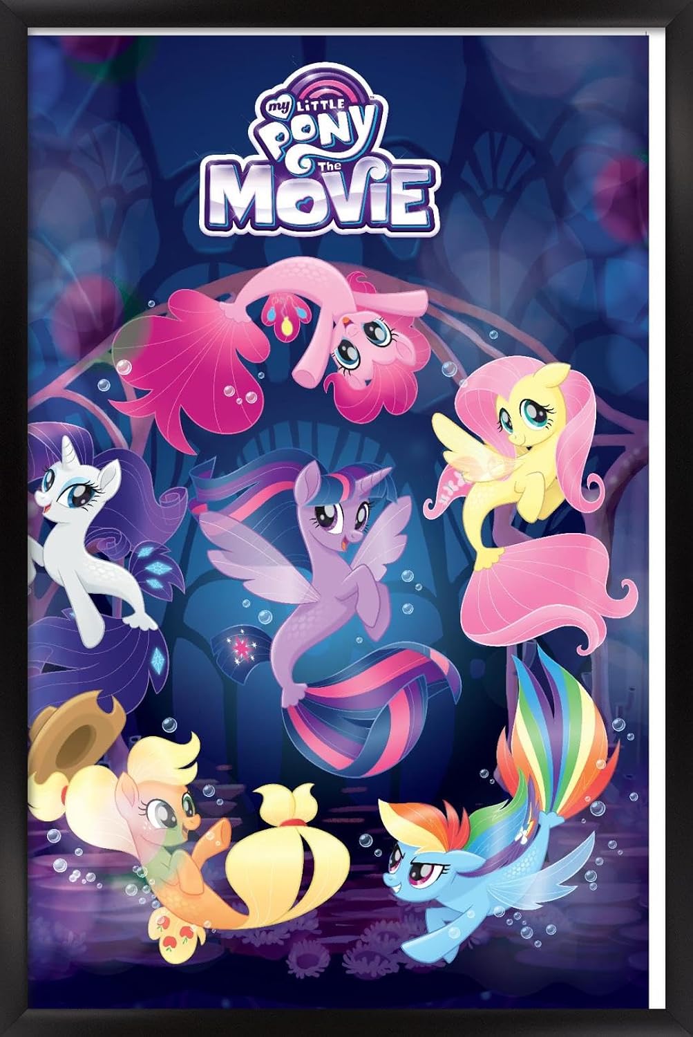 Trends International Hasbro My Little Pony Movie - Underwater Wall Poster, 14.725" x 22.375", Black Framed Version