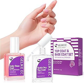 gelike ec Clear Top and Base Coat: 60s Quick Dry Ridge Filler and Nail Hardener for Weak Peeling Nails Strengthener and Growth Vegan Daily Nail Protection