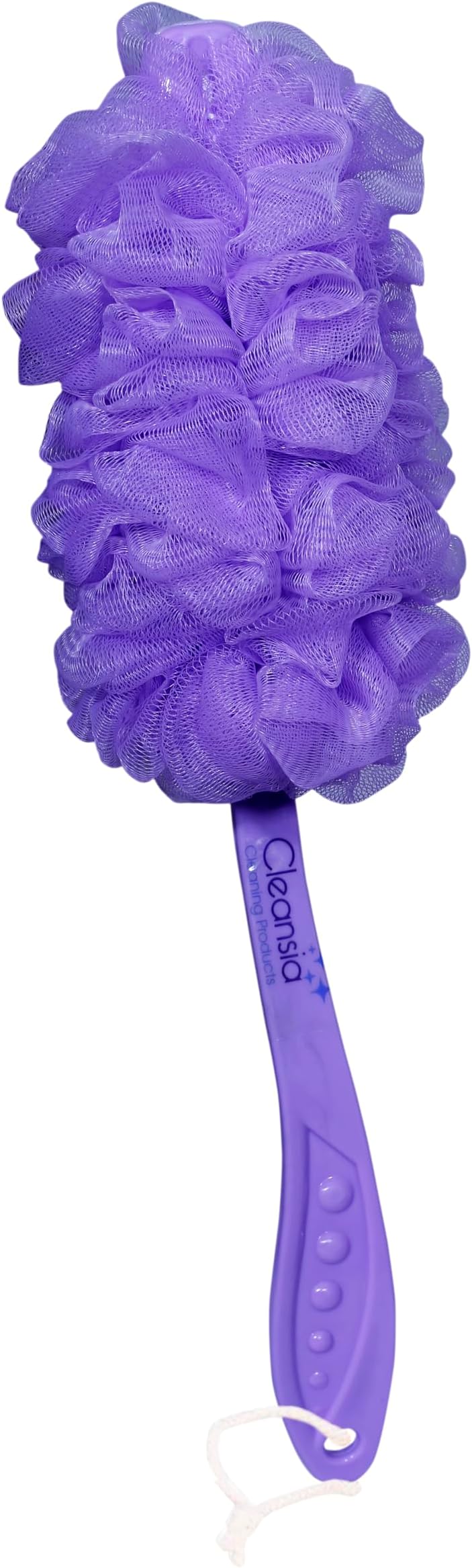 Bath Loofah with Long Handle for Shower, Back Scrubber Exfoliating Body Wash Sponge for Men & Women, Gentle Skin Cleaner Bath Brush for Daily Use (Purple)