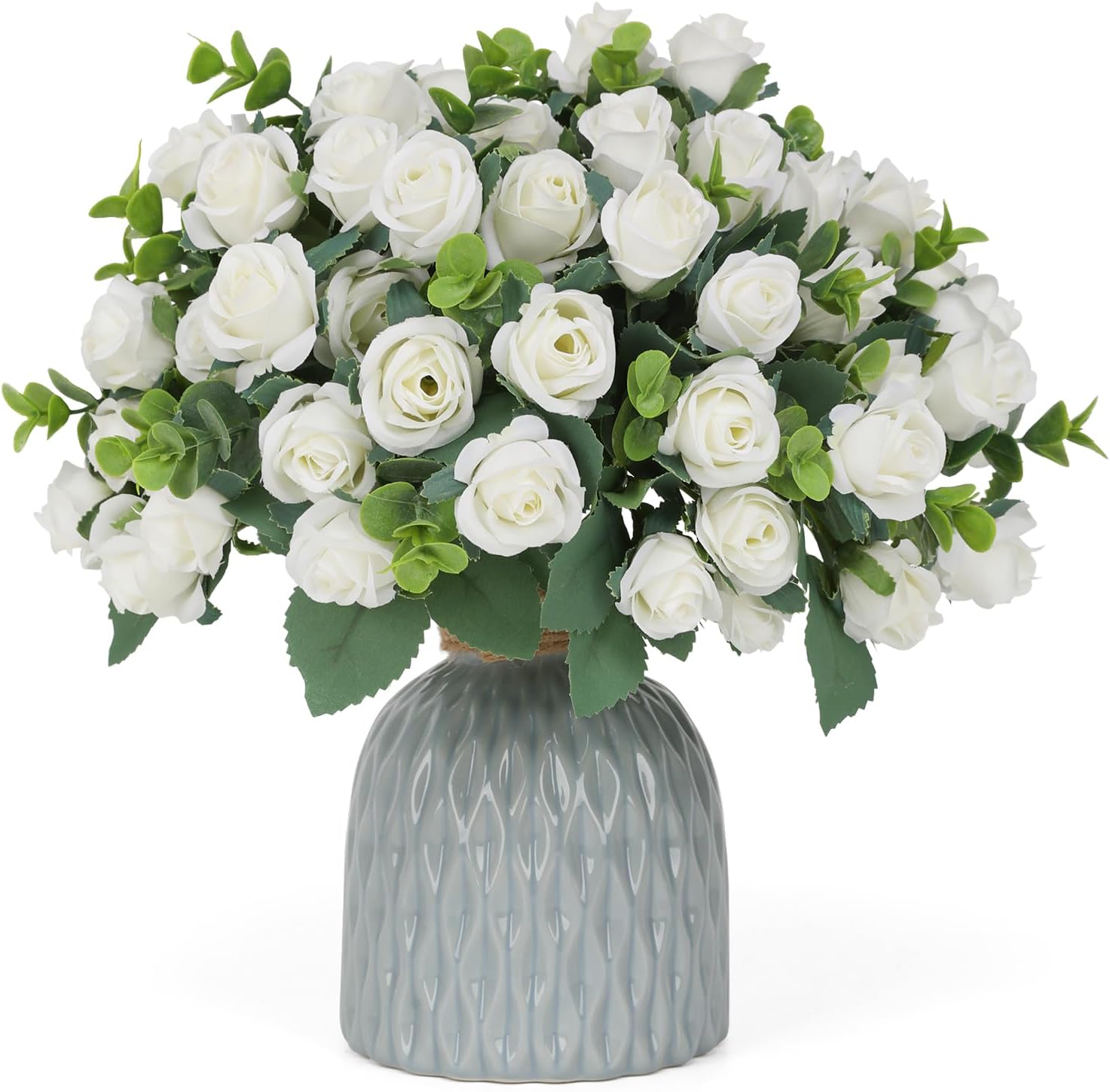 JUSTOYOU Künstliche Rosen – 4 Sträuße, Je 7 Rosen Mit Stiel, 32 Cm