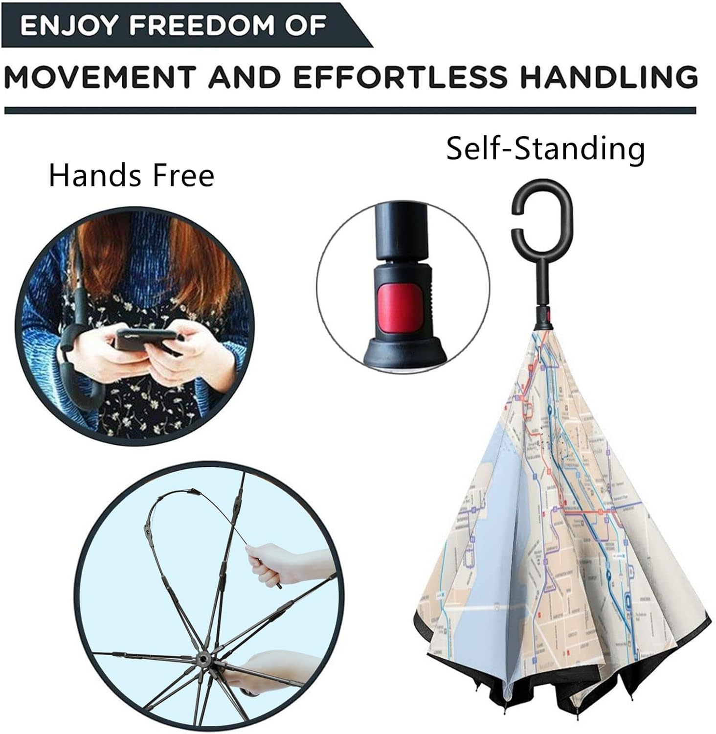 Custom Printed Reverse Umbrella with Designs Photos and Logo Customizable Personalized Inverted Umbrellas for Men and Women or As Gifts