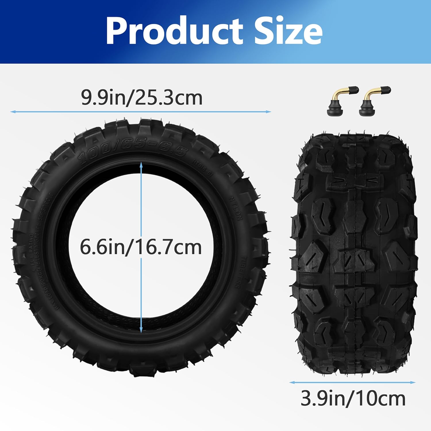 2 PCS 100/65-6.5 Tire Tubeless, 11 Inch Scooter Tires for VSETT 11+/Zero 11X/Dualtron/Thunder/Speedual Plus, Non-Slip Tubeless Off-Road Electric Scooter Tire.