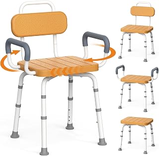 Loyoda Swivel Shower Chair with Removable Arms & Back, Fits Any Bathrooms