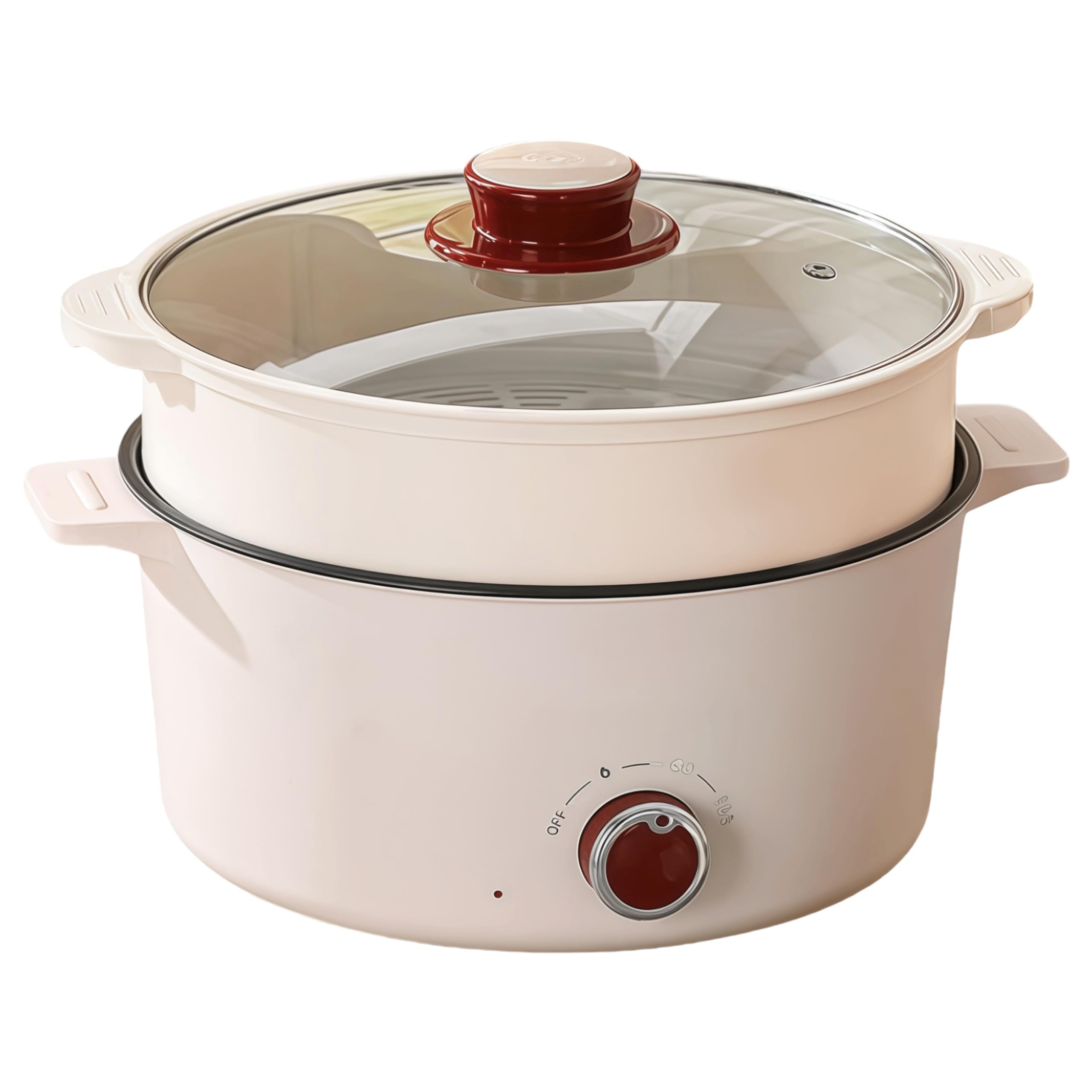 Hot Pot Électrique Portable 4,6 L avec Cuiseur Vapeur 1350W