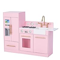 Vista 1 de Teamson Kids Little Chef Charlotte - Cocina de Juguete Modular de Madera de 2 Piezas con Heladera y Amplio Espacio de Almacenamiento, Rosa