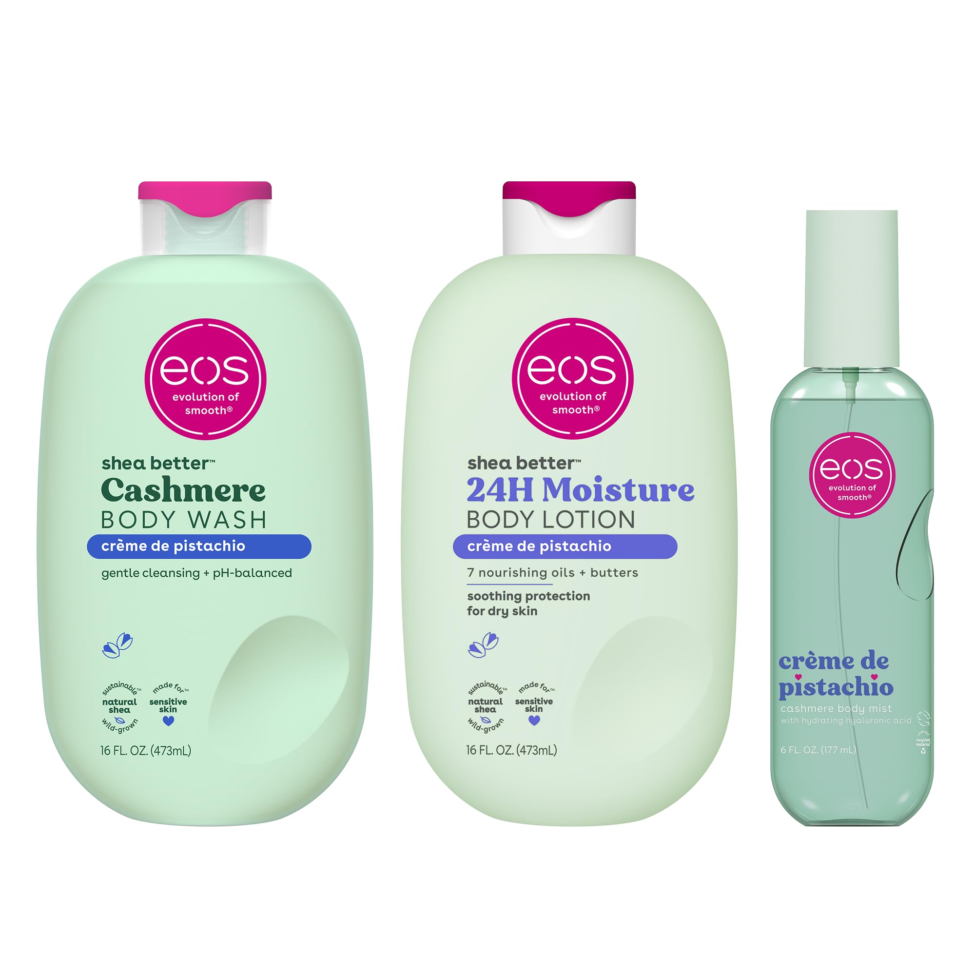 eos Essentials Bundle - Body Wash, Body Mist, Body Lotion - Crème de Pistachio Pistachio 38 Fl Oz
