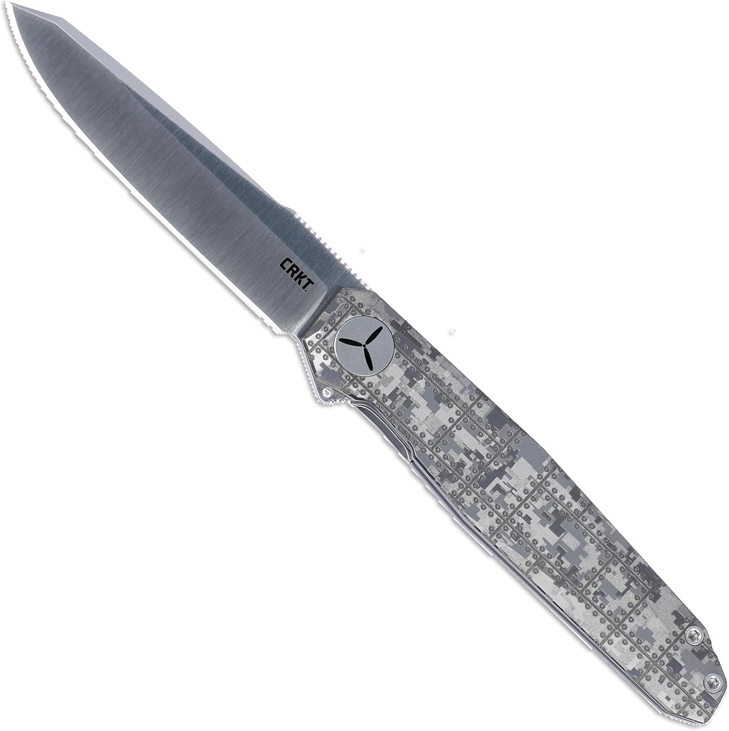 CRKT Facet Everyday Carry Assisted Folding Knife with Frame Lock: D2 Plain Edge Blade, Stainless Steel Handle, Pocket Clip, K230XXP