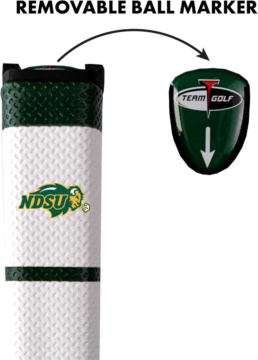 Team Golf NCAA Golf Putter Grip (Multi Colored) with Removable Ball Marker, Durable Wide Grip & Easy to Control