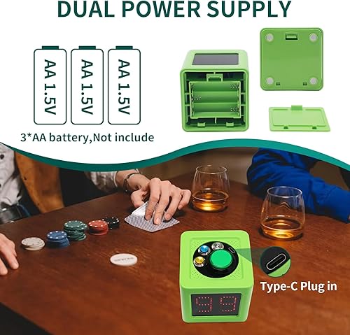 Miniatura 5 de GANXIN - Reloj de disparo de póquer, temporizador de cuenta regresiva de segundos para torneo de póquer, casinoajedrez, 2030 segundos y tiempo