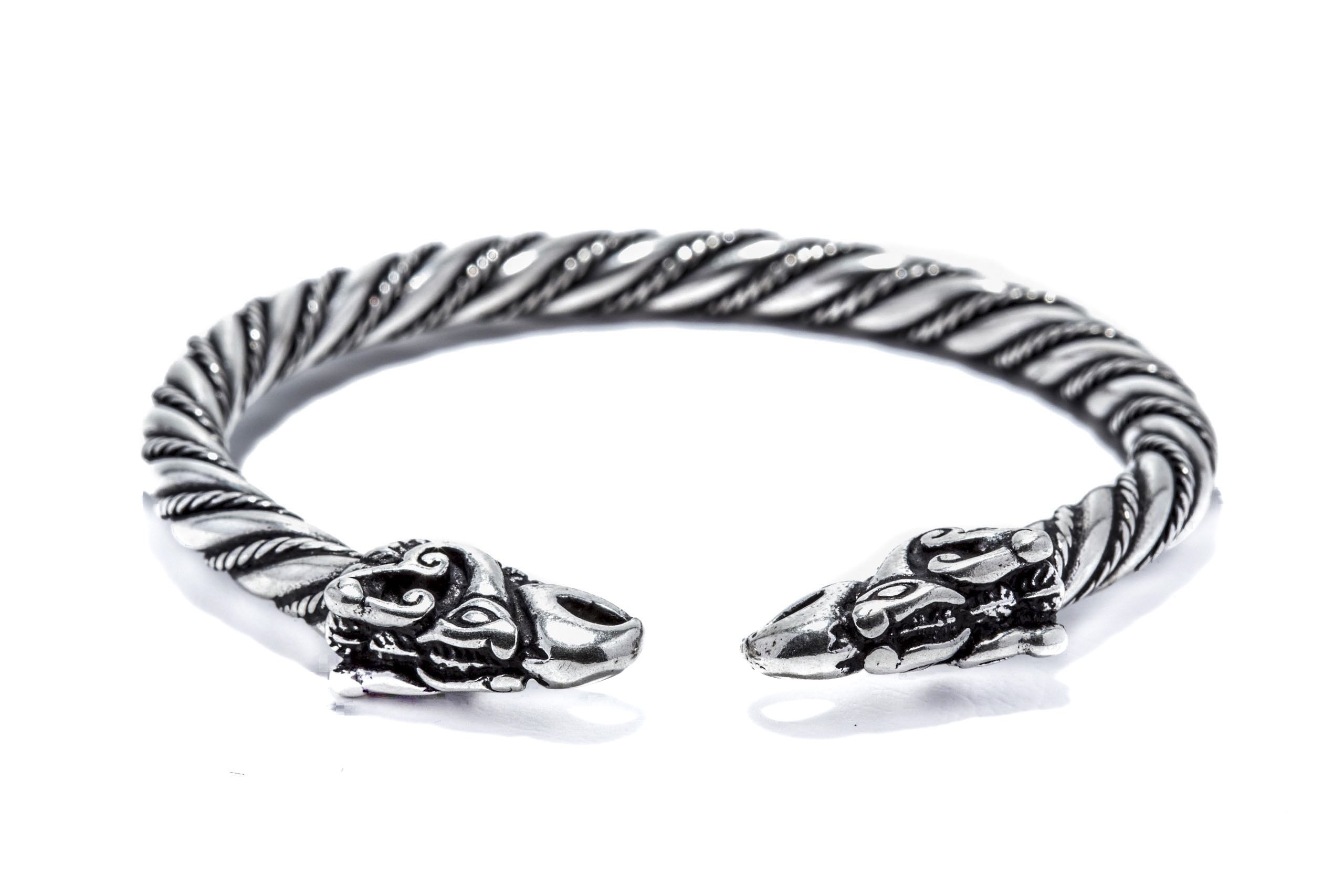 Windalf Wikinger Armreif ODINS RABEN Ø 5.6 cm Odin-Schmuck Hugin & Munin Armschmuck Handarbeit 925 Sterlingsilber