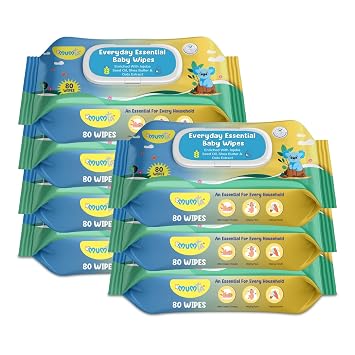 Cleansing Baby Wipes, Enriched with Aloe Vera, Jojoba seed oil, Shea Butter & Vitamin E - 80 Counts/Pack| Essential Wet Wipes with Lid, Alcohol and Paraben free wipes for Babies/Kids (Pack of 7)