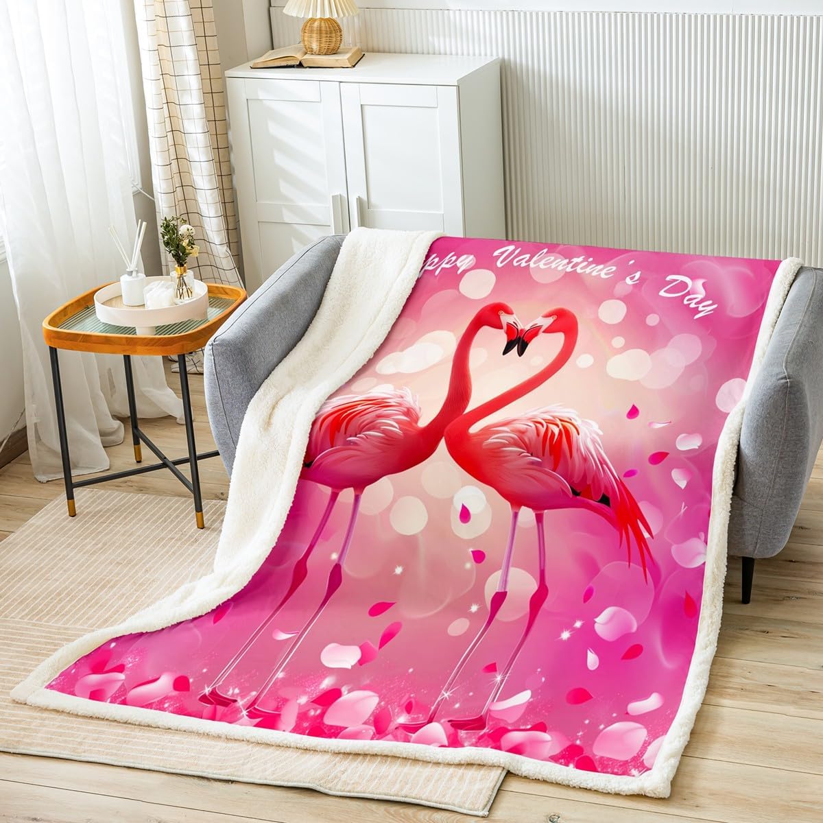 Cute Rainbow Bed Blanket Kids Girls Peace Sign Sherpa Blanket Soft Cozy Lightweight Colorful Stripes Plush Fleece Modern Floral Blanket Gifts for Bed Chair Office Sofa(Throw 50"x60")