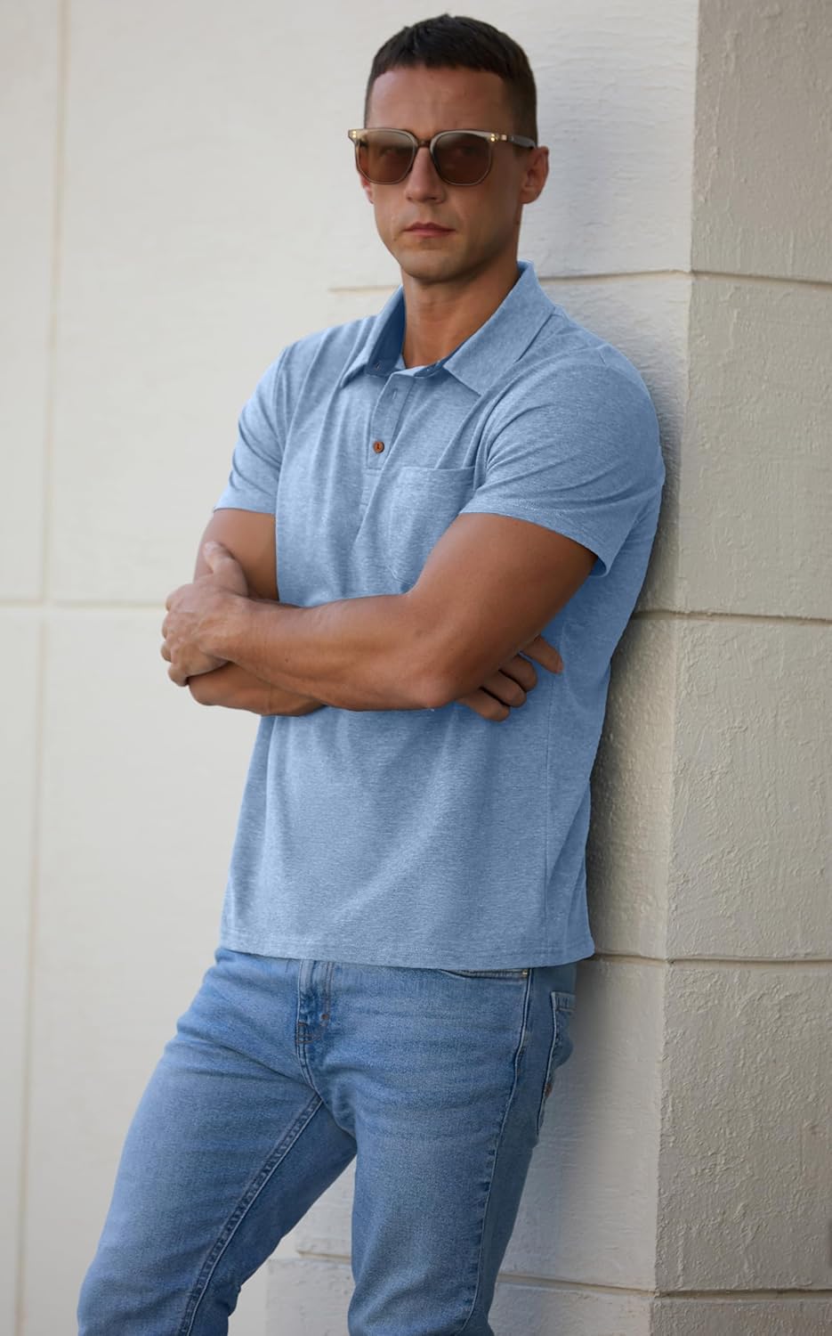 Sailwind Men's Cotton Polo Shirts Short Sleeve Casual Summer Shirts Classic Collared Golf Shirt with Pocket - Image 3