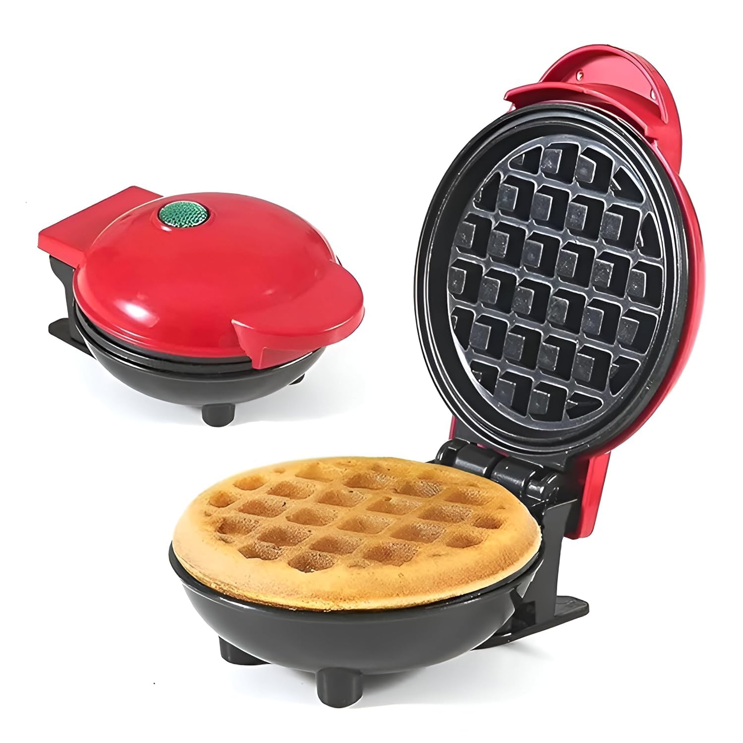 VIHALKRUPA Mini Waffle Maker for Individual Waffles, Hash Browns, Chaffles, Red, Non-Stick Surfaces, Dual Side Heating, Portable, Space-Saving Design-image-29