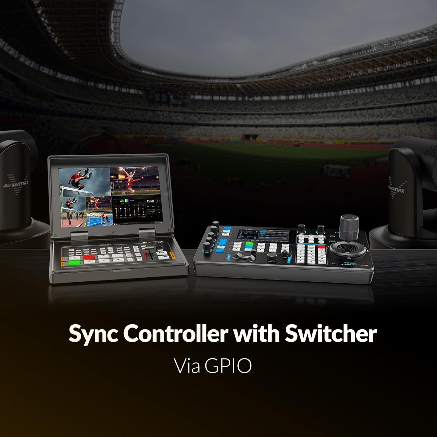 AVMATRIX PKC4000 IP & Serial PTZ Camera Controller - PoE NDI PTZ Controller Keyboard with 4D Joystick for Live Streaming, Network Keyboard Visca PELCO D/P RS232 RS485 LCD Screen