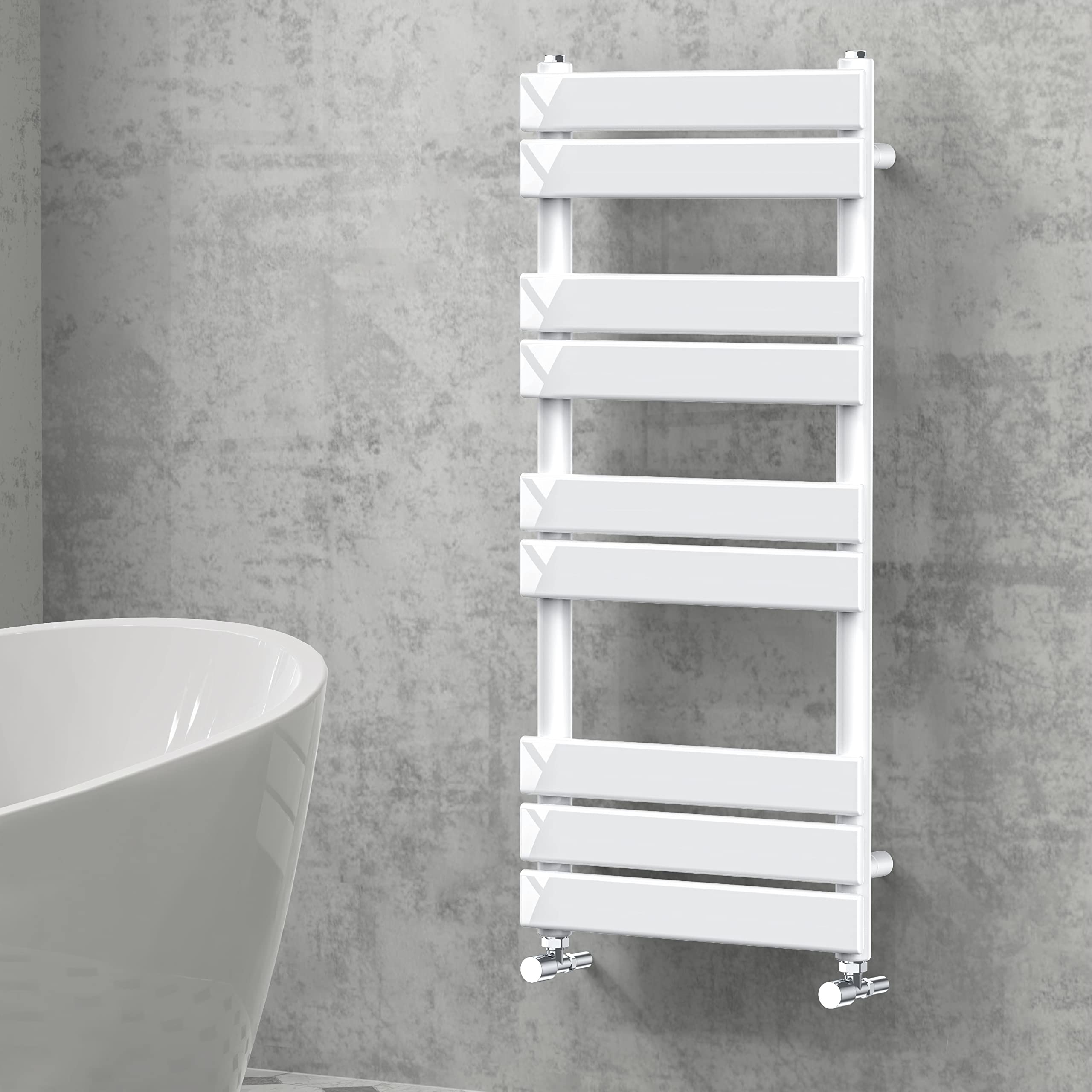 NRG Designer Flat Panel Heated Towel Rail Radiator 1000×450mm Gloss White