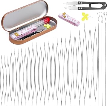 GarfxG 32 PCS Beading Needles Set, Big Eye Twisted Beading Needles