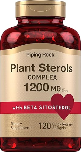 Piping Rock Esteroles vegetales 1200 mg  120 cápsulas  Complejo de esteroles vegetales  Suplemento beta sitosterol  Sin OMG, sin gluten