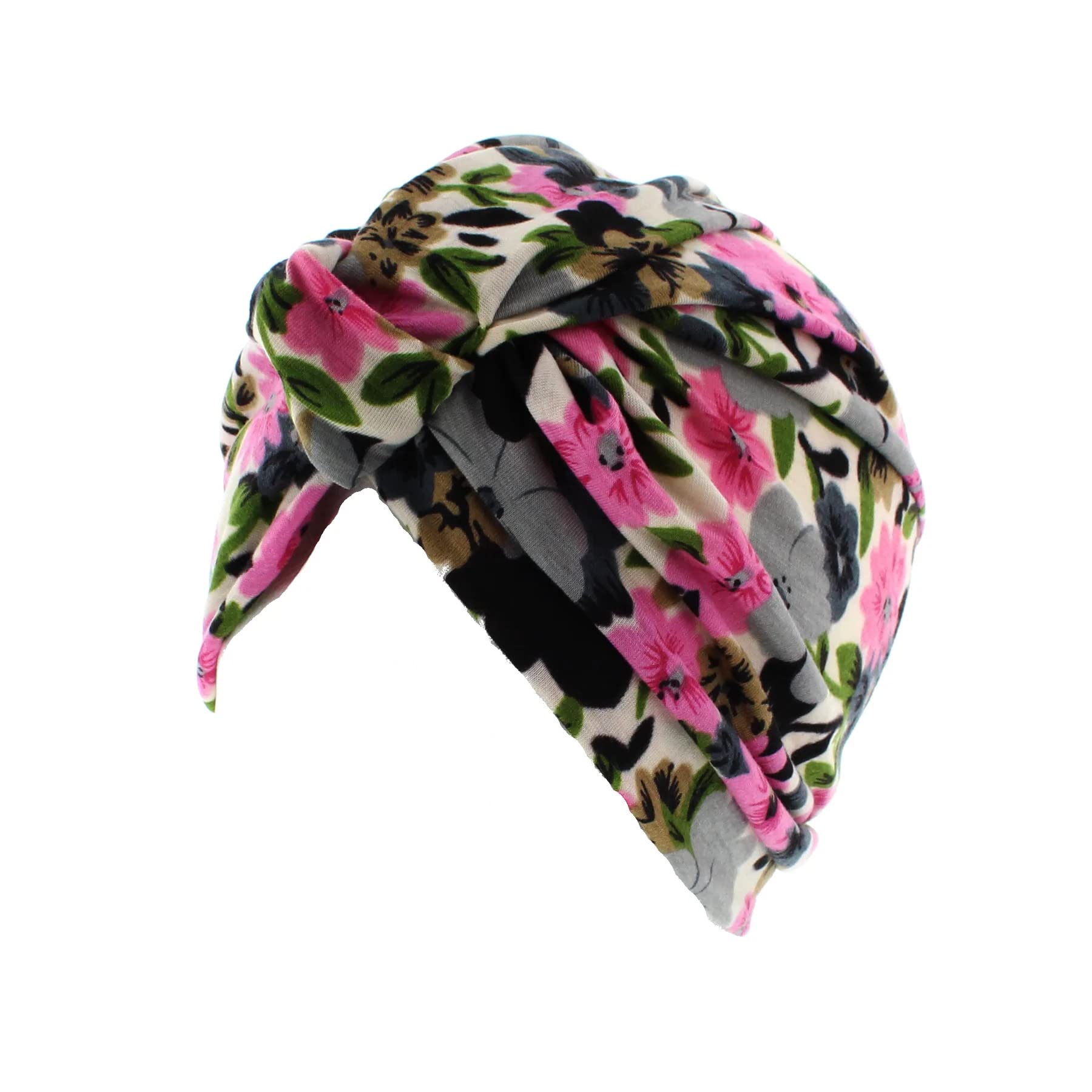 Topkids Accessories Hair Turban Head Wrap, Sleep Cap, Hair Scarf, Hair Towel, Chemo Headwear for Women UK, Head Scarf, Head Towel, Silk Hair Wrap for Sleeping (Floral Print Grey)