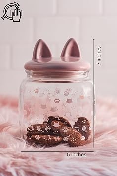 10 Strawberry Street Cat Ears Pet Treat Canister, Pink