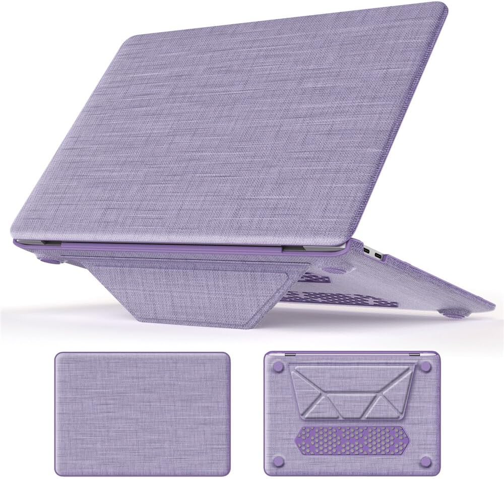case for MacBook Pro 13 inch A1989 2018 (Color: Purple) Canvas Hard Bumper Flip Stand Case Cover