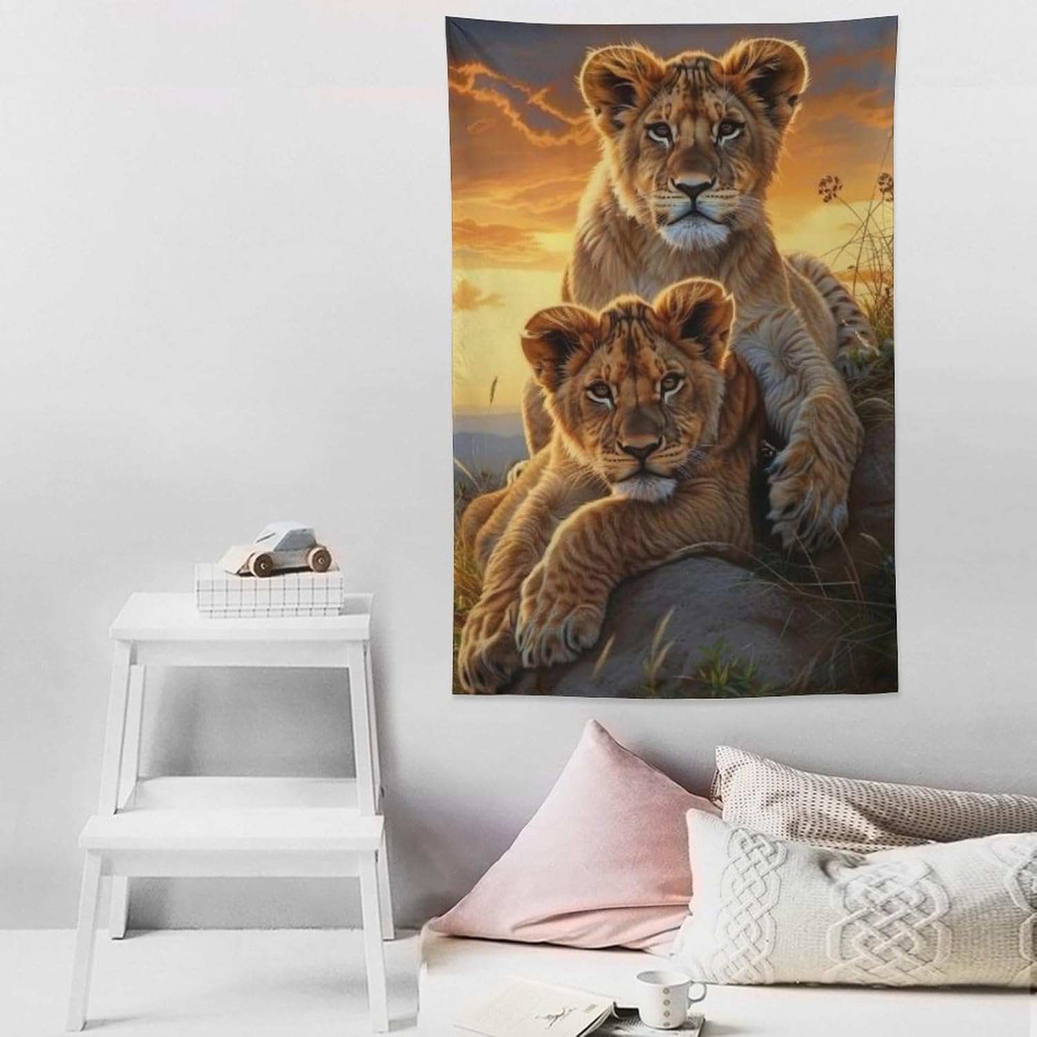 FeoYoed Lions Tapestry Wall Hanging Decor for Bedroom Living Room Wall Art Cute Animals Tapestries 40"x60"