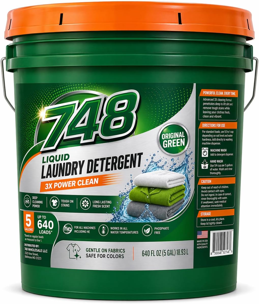 Liquid Laundry Detergent 5 Gallon, 3X Concentrated HE Soap 640 Loads